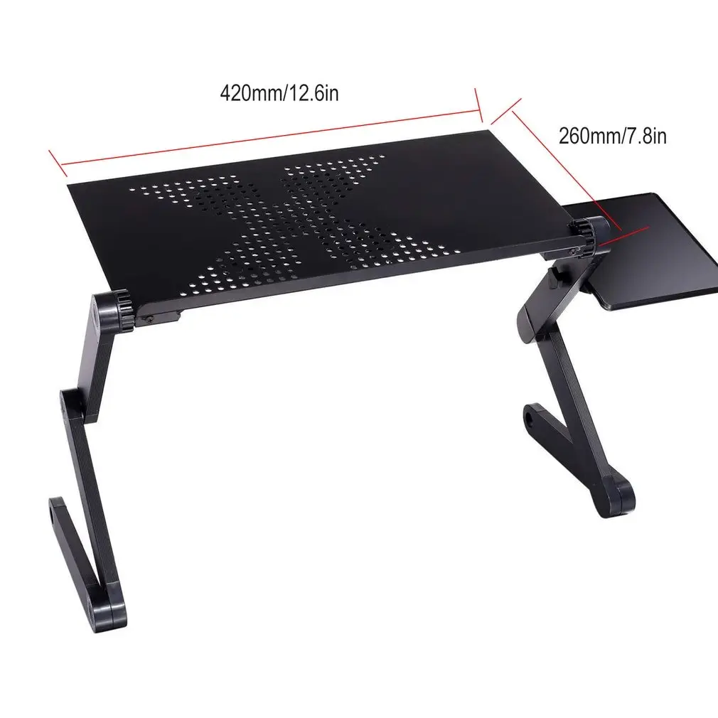 

Adjustable Aluminum Laptop Desk Table Ergonomic TV Bed Lapdesk Tray PC Notebook Table Desk Stand With Cooling Fan Mouse Pad