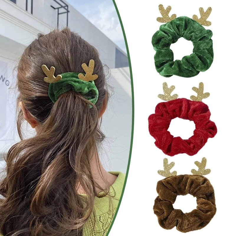 

1PCS Christmas Hair Scrunchies Elk Velvet Elastics Hair Bands Scrunchy Hair Tie Ropes Ponytail Holders Women Hair Accessories