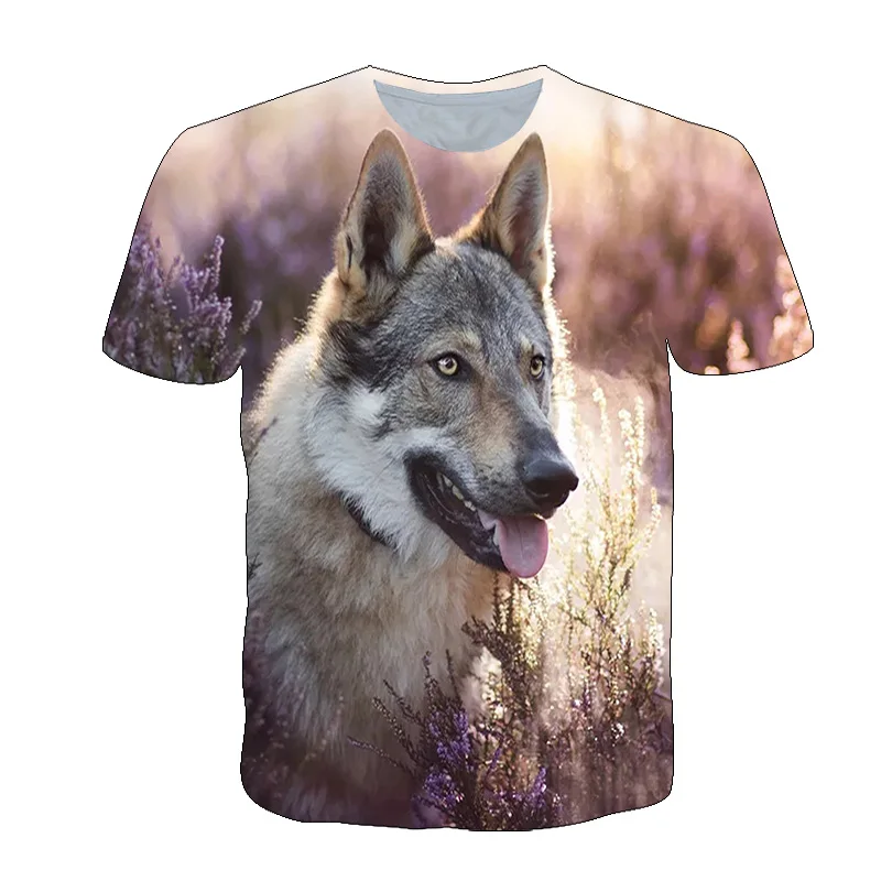 

Fashion Short Sleeve Male T-shirt Boys 2021 Newest Wolf 3D Print Animal Cool Funny T-Shirt Summer Tops T Shirt boy Shirt 4-14T