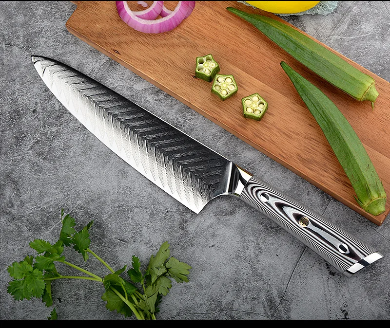 Дамасский кухонный нож 8 дюймов резец для овощей и мяса VG10 острый шеф-повара 67