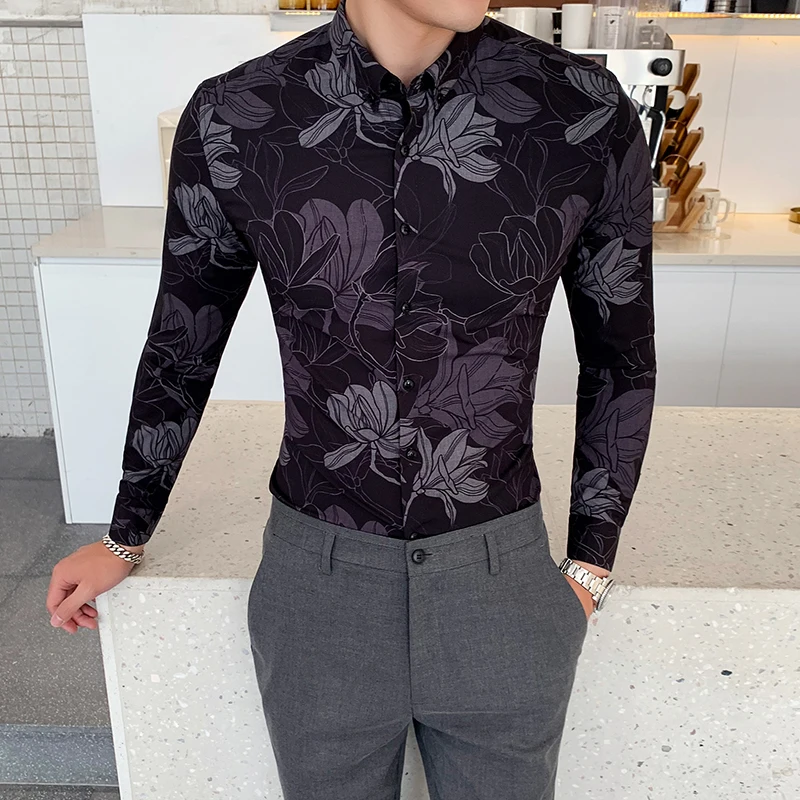 Новая Осенняя рубашка в британском стиле с принтом и длинными рукавами тонкая