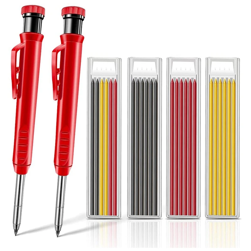 

Твердый плотничный карандаш, набор со встроенной точилкой и заправками, механический карандаш с глубоким отверстием для деревообрабатываю...