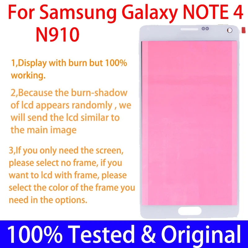 Оригинальный Note4 5 7 ''сменный ЖК-дисплей Burn Shadow для SAMSUNG Galaxy Note 4 N910 N910A N910F