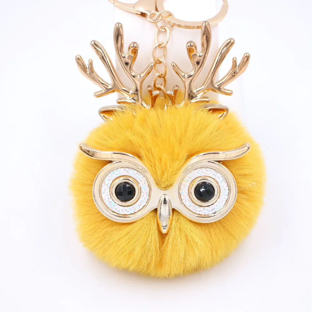 

keychain women kids like rabbit fur colorful owl animal cartoon bag pendant decoration accessory DIY buckle Keyring Gifts