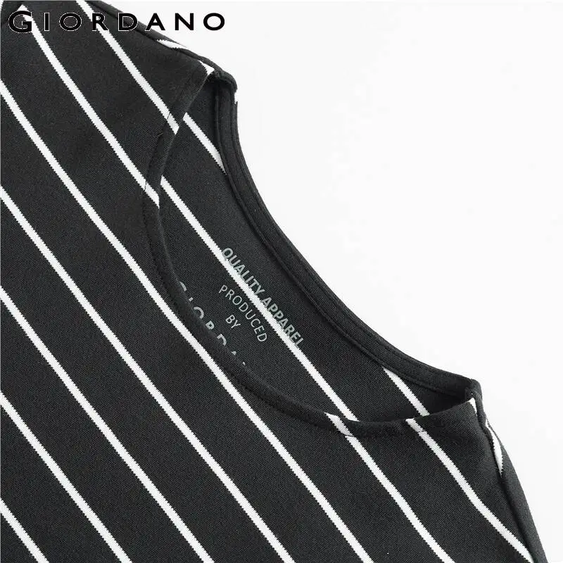 Giordano Женская Футболка женская хлопковая футболка с длинным рукавом Тонкая полосатая черная женская футболка De Moda 05329799