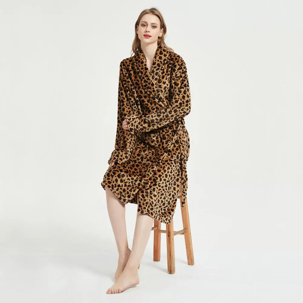 Ночная сорочка Merrylife женский халат из хлопка зимний узор зебры леопарда плюшевая