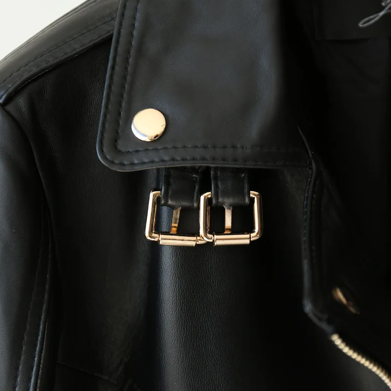 

JCHB 2021 Short Genuine Leather Jacket Women Motorcycle Sheepskin Coat Female Spring Autumn Leather Coats Mujer Chaqueta Pph342
