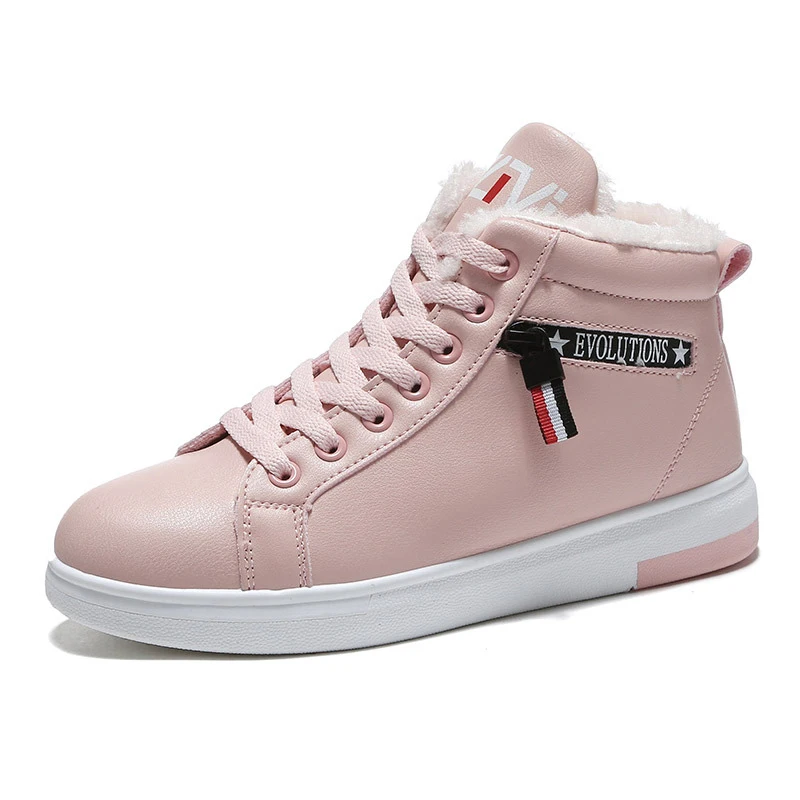 

2020 Winter Boots Women Ankle Boots Warm PU Plush Winter Woman Shoes Sneakers Flats Lace Up Ladies Shoes Women Short Snow Boots