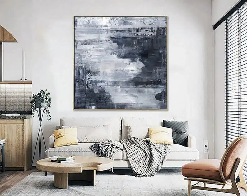 

Blue Abstract Painting Original,Minimalist Art Abstract Painting,Large Abstract Painting,Large Canvas Large Decor ArtLarge Navy