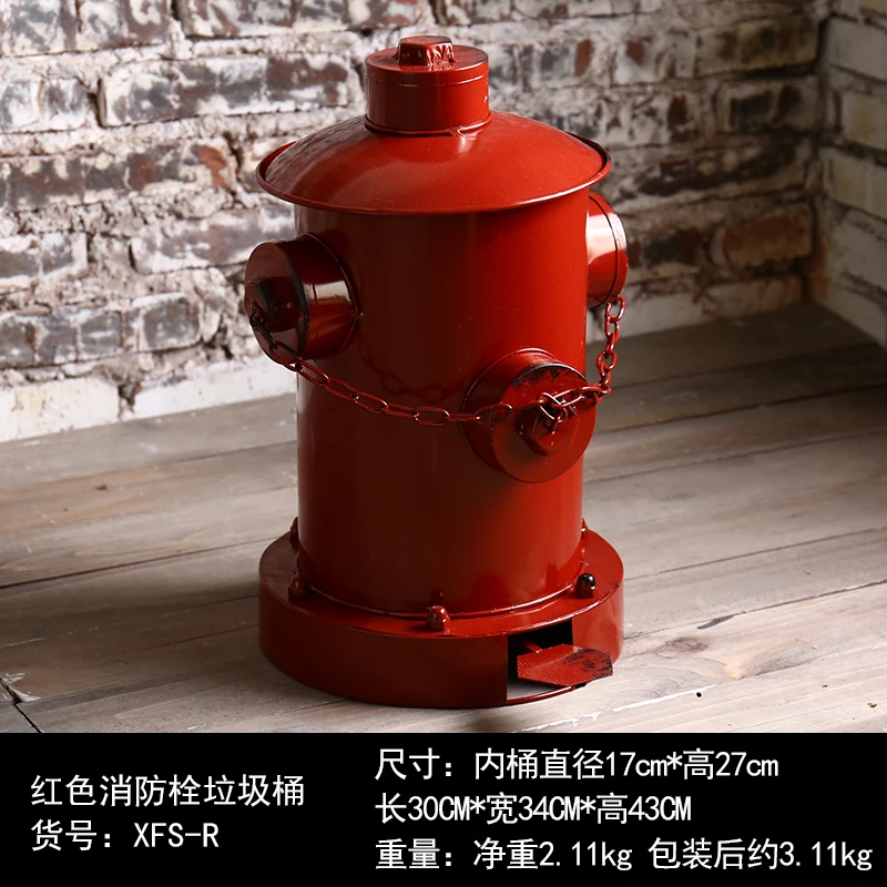 Red Ретро железная корзина для мусора, мини кухонная мусорная корзина, мусорное ведро для мусора, креативная жестяная педаль пожарного гидранта для бара, кафе, домашнего декора - Цвет: Red
