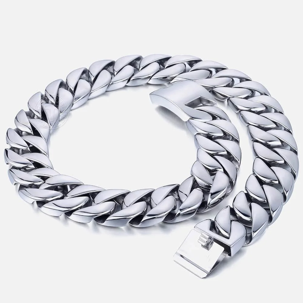 

31mm 316L Stainless Steel Mens Boys Super Heavy Silver Color Chain Curb Necklace Wholesale Gift Jewelry LHN35