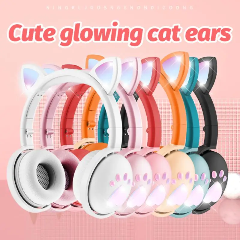 

New cat claw luminous wireless Bluetooth-compatible headset cartoon cute cat ears for Girlfriend birthday present