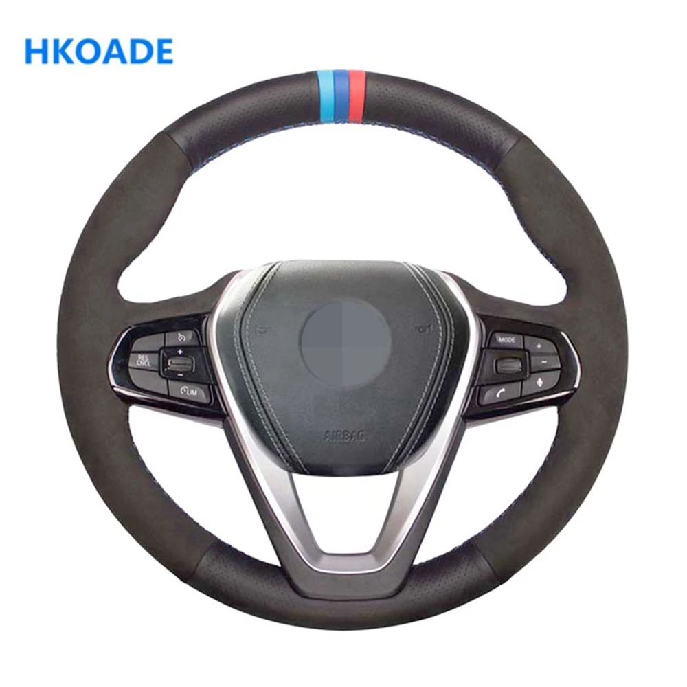 DIY ручной работы черного цвета из мягкой замши чехол рулевого колеса автомобиля