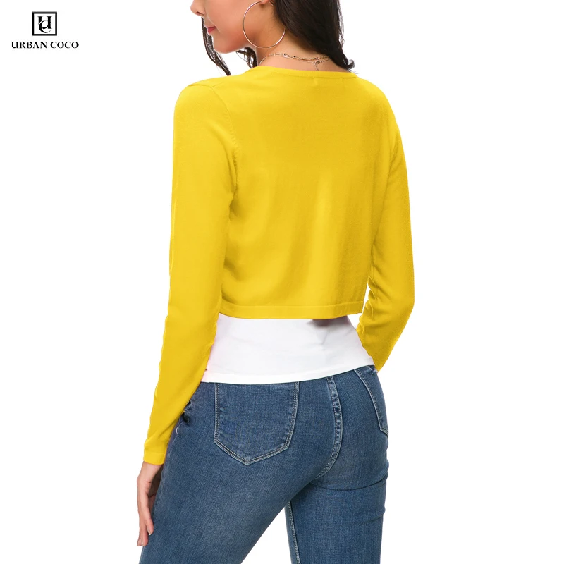 Женский Повседневный Укороченный кардиган на пуговицах Urban CoCo вязаный свитер с