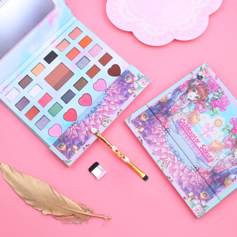 Разнообразие Сакура ленивые тени для век Кисть 27 цветов пудра девушка аниме