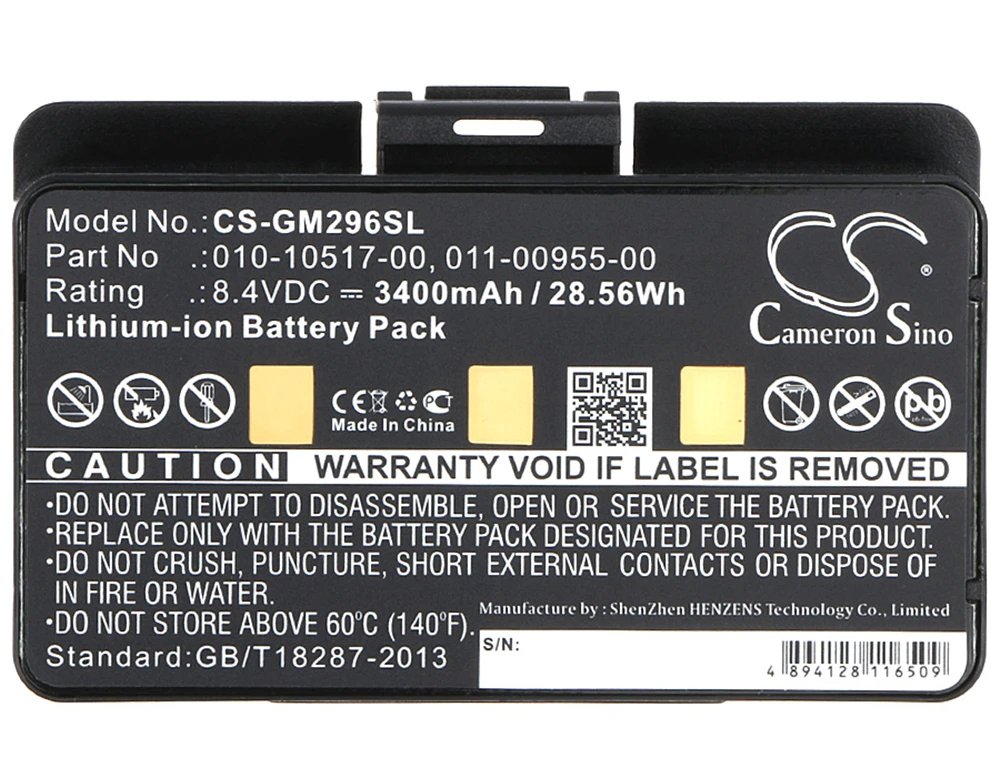 

Cameron Sino 3400mAh Battery for Garmin EGM478, GPSMAP 276, 276c, 296, 376, 376C, 378, 396, 478, 495, 496,GPSMAP478,011-00955-00