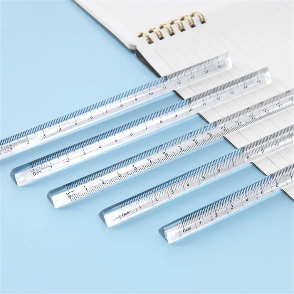 15cm Ruler Multifunction Transparent Triangle Rulers DIY Drawing Tools Student Rulers Double-duty School Office Supplies