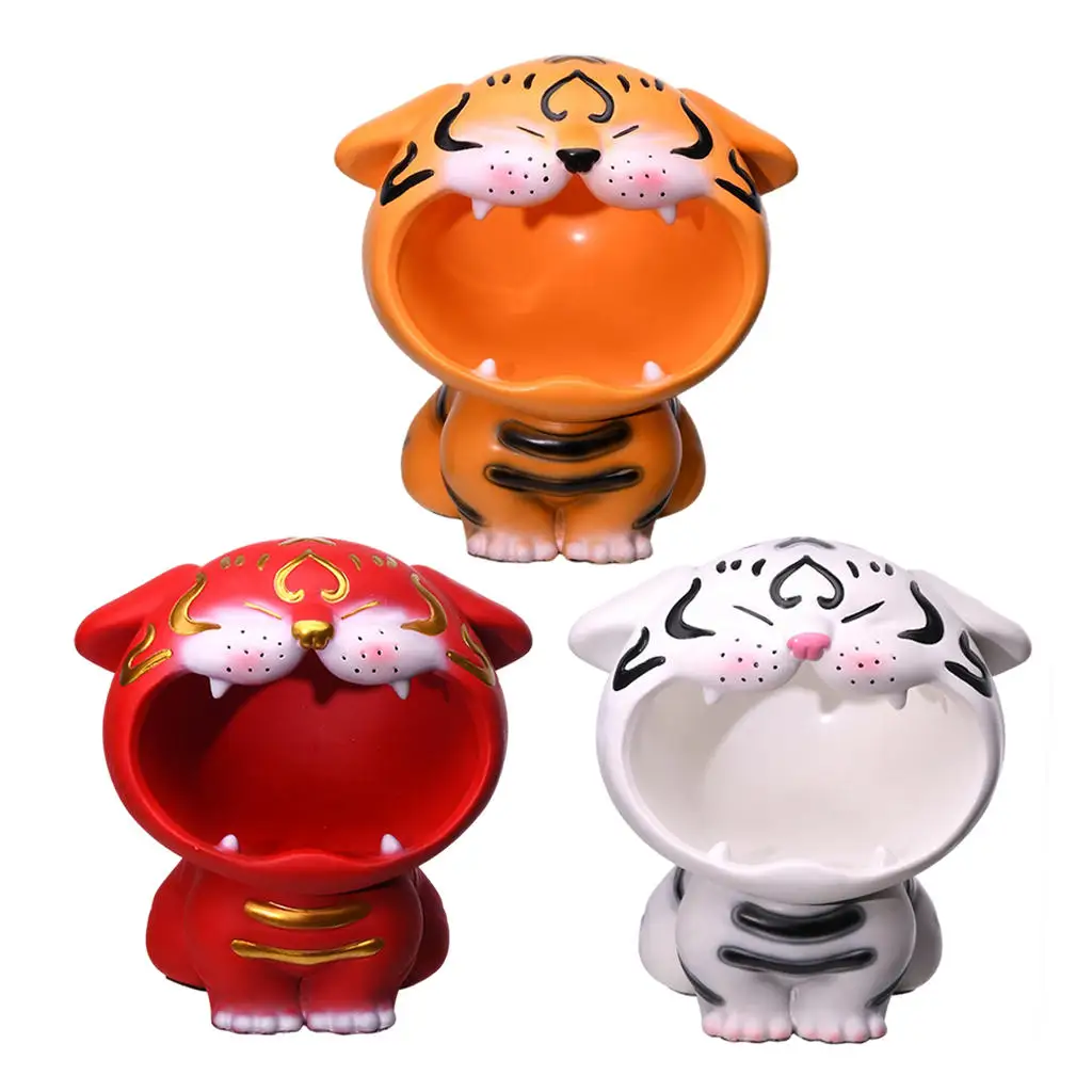 

Key Storage Box Resin Sundries Big Mouth Tigers Trinket Bowl Statue Candy Dish for Desk Table Home Decor Living Room Bedroom