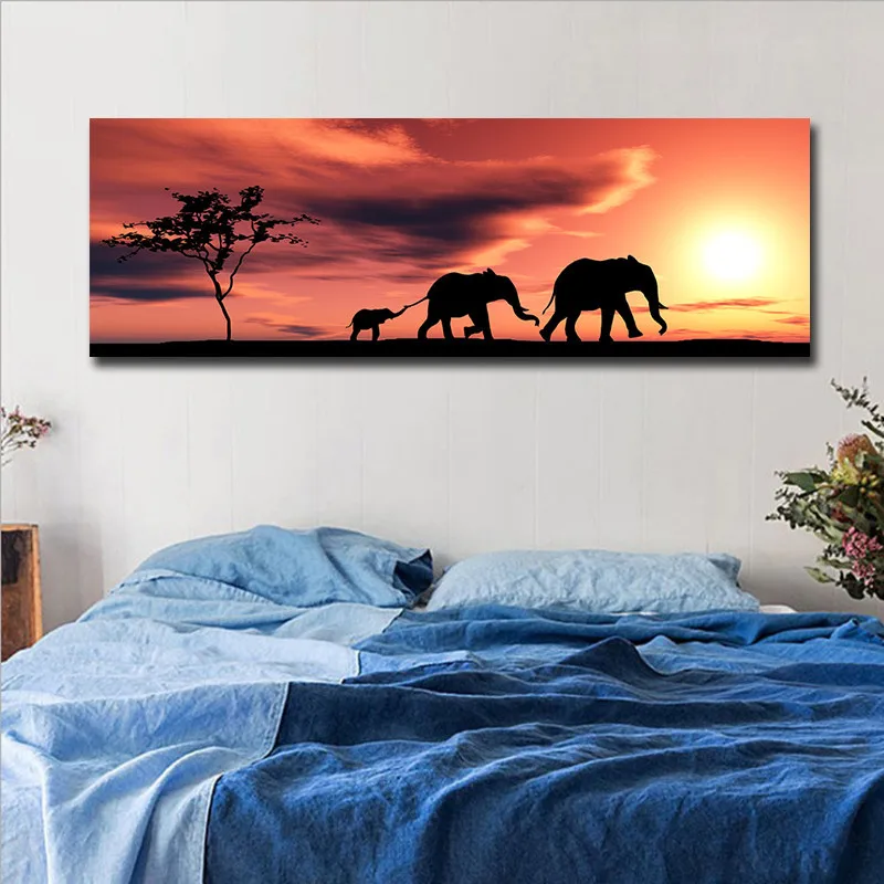 Современный дом один Африканский пейзаж слон животное картина холст распылением