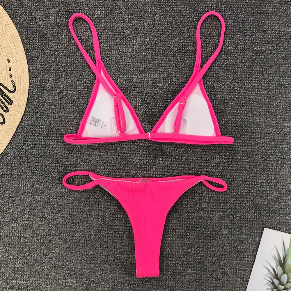 Extreme Mini Brazilian Bikini Set Thong Sexy Swimwear Women Low Waist Solid Bandage Biquinis Feminino 2019 | Женская одежда