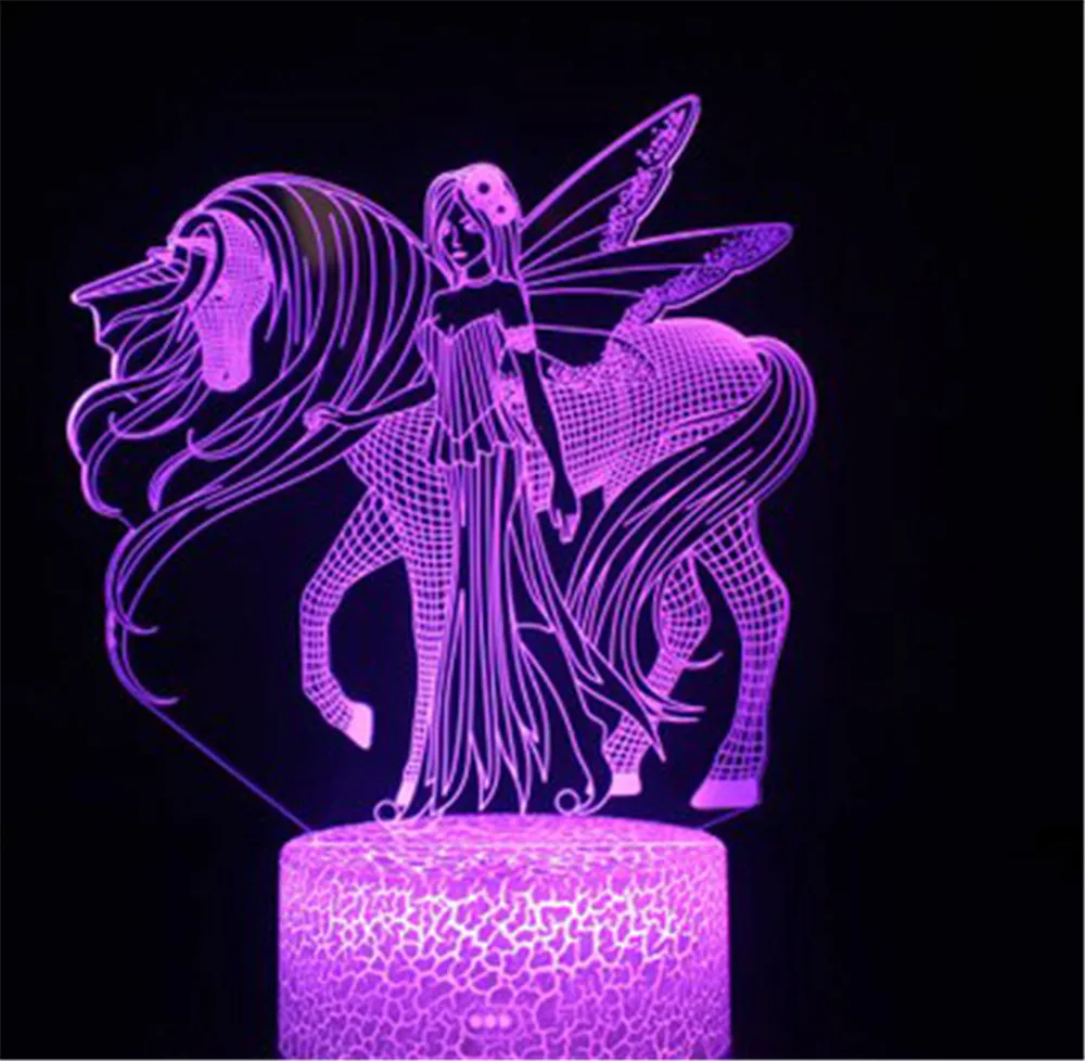 

Unicorn 3D Illusion Visual Night Light Touch Remote Control Bedside Table Lamp Acrylic Led Optical Night Light for Kids Gifts