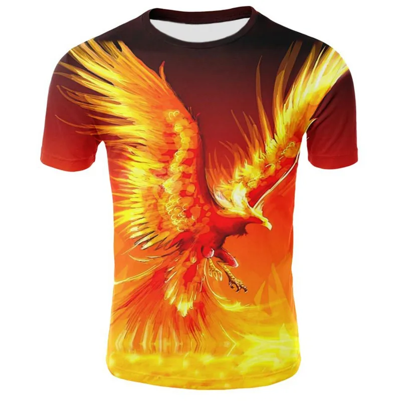 

Novelty Tee Shirt 3D Print Phoenix Funny T-shirts Short Sleeve Men/women Cosplay Costume Casual Tshirt O-neck Plus Size 4XL Tees