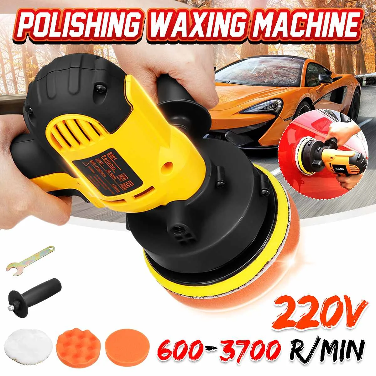 

6 Speed Adjustable 700W Multifunctional Car Electric Polisher Waxing Machine Automobile Furniture Polishing Tools 220V