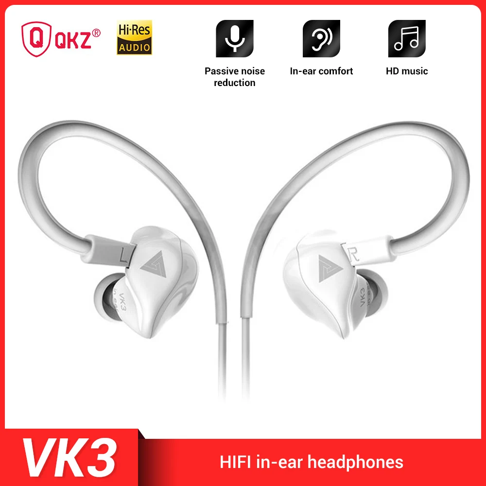 

QKZ VK3 In-Ear Earphones HIFI Headset Clear Bass Wired Earphone With Mic Metal Heavy Bass Earbud