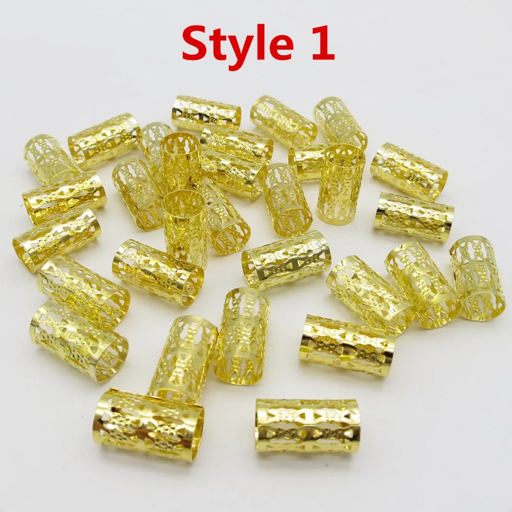 50 шт 100 Золотые/серебряные полые регулируемые микро волосы dread Dreadlock бусины кольца