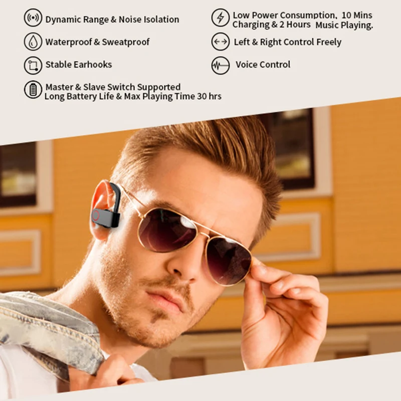 A9 TWS Bluetooth 5 0 наушники с шумоподавлением водонепроницаемые спортивные