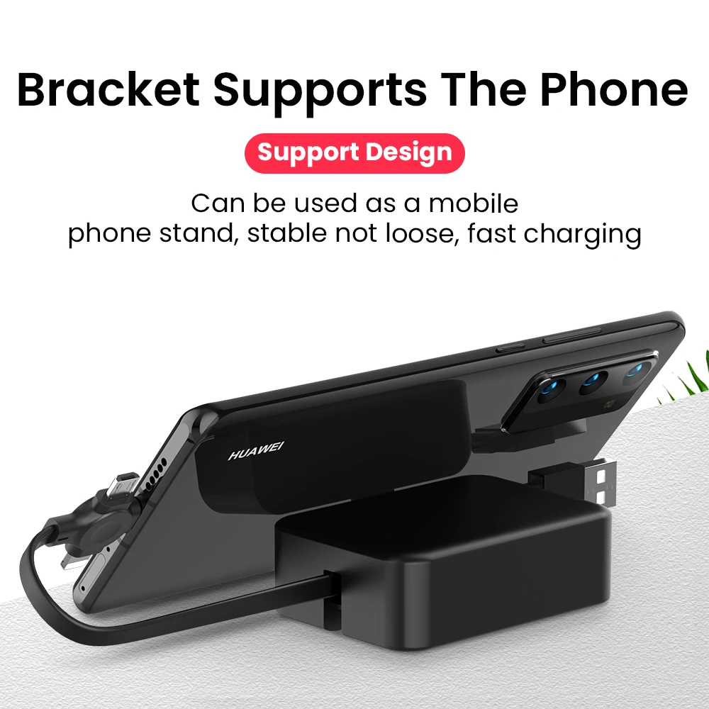 4in1 Retractable USB Type C Micro USB Charge Cable for iPhone14 13 12 Pro With Phone Stand 3in1 2in1 Portable Charger Data Cable