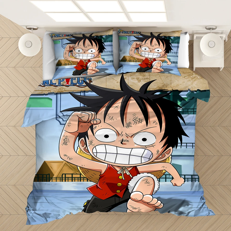 

3D Print Anime Monkey D Luffy Comforter Bedding Set Duvet Covers Pillowcases Home Textile Cartoon One Piece Queen King Size Kids
