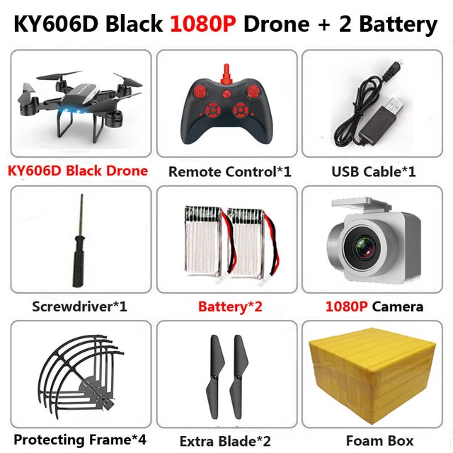 1080P Black 2B FB KEELEAD Дрон KY606D 4K 1080P HD wifi камера дроны режим удержания высоты складной Радиоуправляемый квадрокоптер с камерой VS E58 SG106 мини Дрон - Цвет: 1080P Black 2B FB