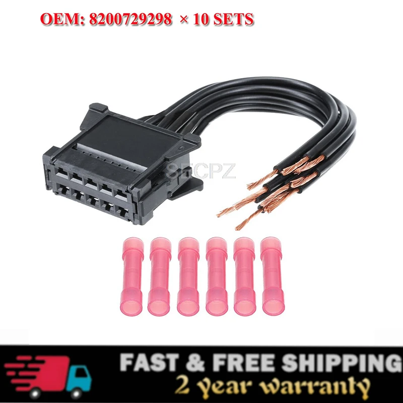 

10 SETS Car Heater Blower Resistor Wiring Loom Harness Connector for Renault Megane 2 Scenic II 8200729298