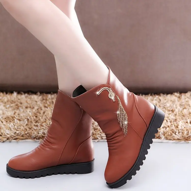 Большие размеры 35 40 осенне зимние теплые женские ботинки на плоской подошве martin