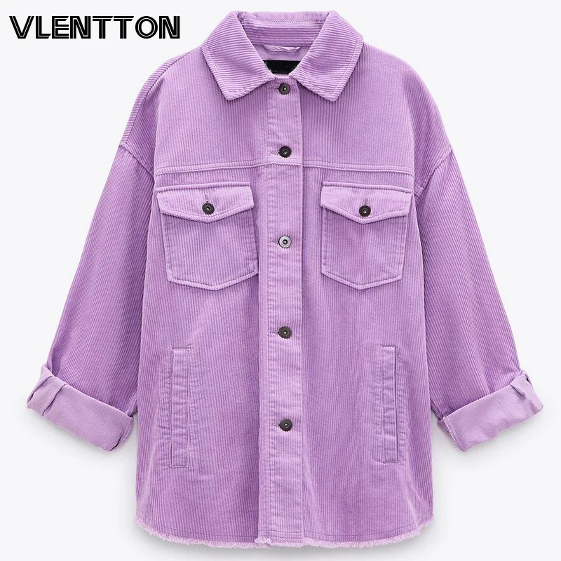 Женская Вельветовая куртка с бахромой Повседневная Свободная винтажная в стиле