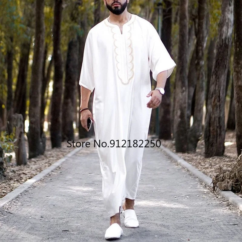 Dubai Muslim Men Jubba Thobe Islamic Clothing Kimono Long Robe Saudi Musulman Wear Abaya Caftan Islam Dubai Arab Dressing Mens