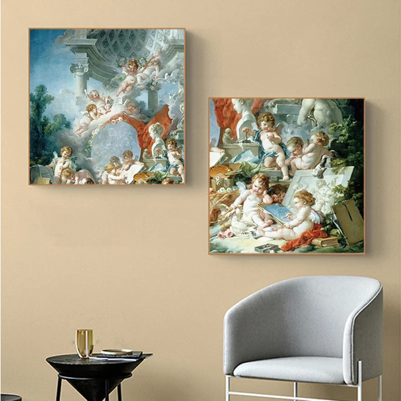 Обои в европейском стиле с ангелом HD постер эффектом живописи на заказ и печать