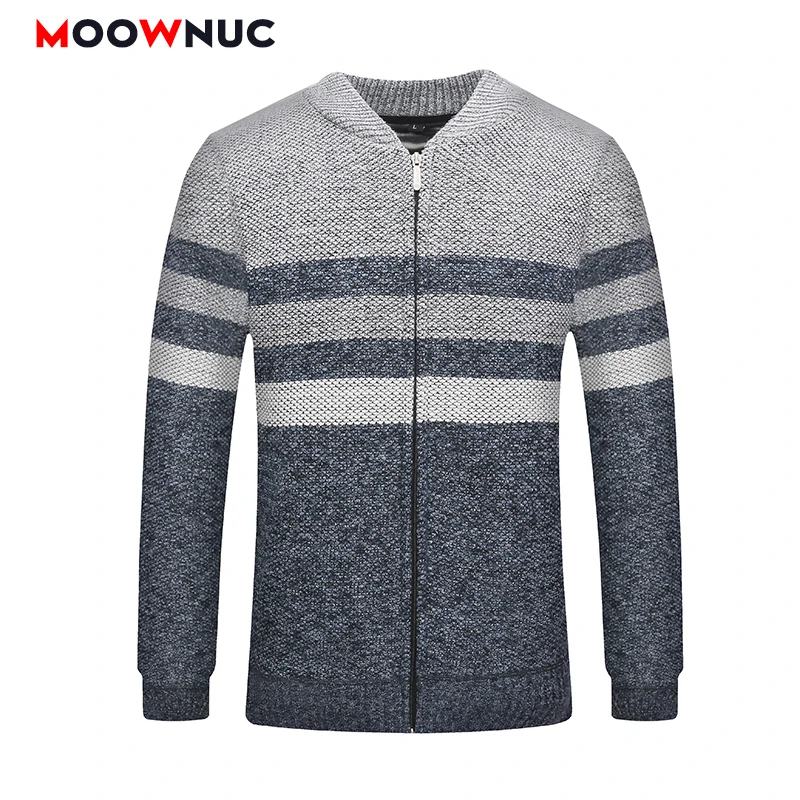 

Men Sweaters Striped Thick Cardigan Fashion Winter Male Warm Autumn Brand Stand Collar Coat Homme Sweaters Casual Slim Windproof