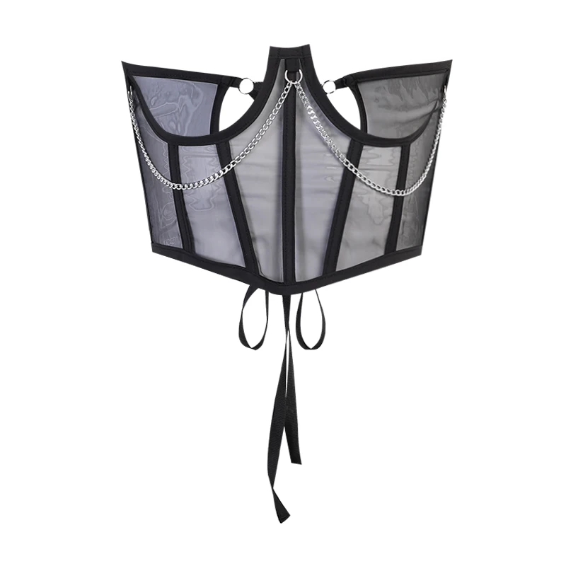 

Belts for Women Lace up Wide Belt Mesh Elegant Women Metal Chain Straps Female Stretchy Wide Belt Ladies Asymmetry Clothing