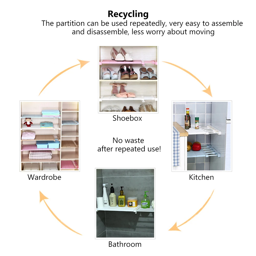 

Wall Space Saving Wardrobe Kitchen Rack Storage Adjustable Closet Cabinet Holder Mounted Shelves Rack Organizer Shelf Shelves