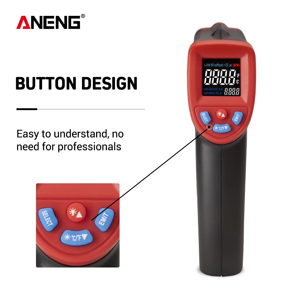 Лазерный ЖК дисплей цифровой инфракрасный термометр Температура метр Пистолет