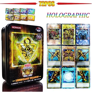 72Pcs Yugioh  with Tin Box Yu Gi Oh  Holographic English Cards Pro White Dragon Duel Game Collection