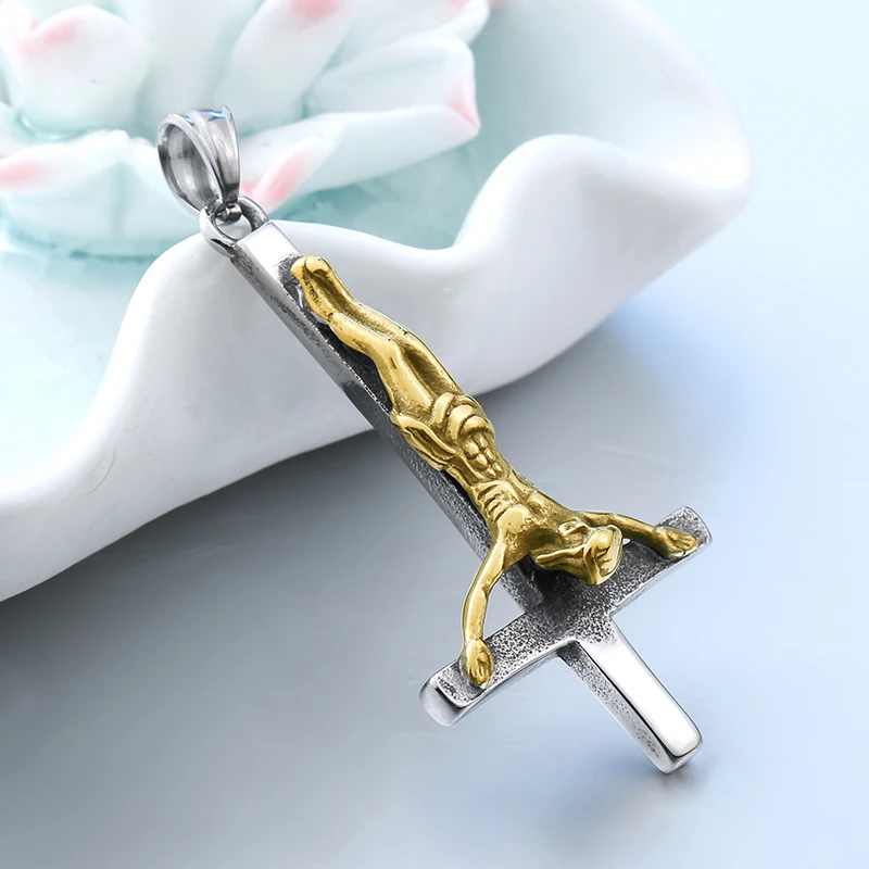 Для женщин мужчин греческие Цепочки и ожерелья 316L Нержавеющая сталь крест кулон