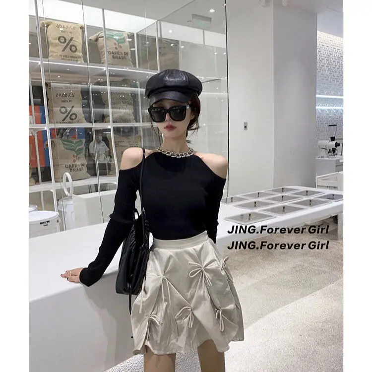 

Spring skirt women's 2021 new high waist thin bow fairy skirt versatile A-line short skirt