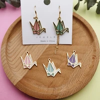 10pcs cute make a wish crane enamel charms pendants gold tone metal charms fit jewelry diy accessories earring floating handmade