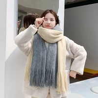 40x200 cm womens winter scarf 2021 luxury brand women students thick warm patchwork colors shawl long tassel girls cute scarves