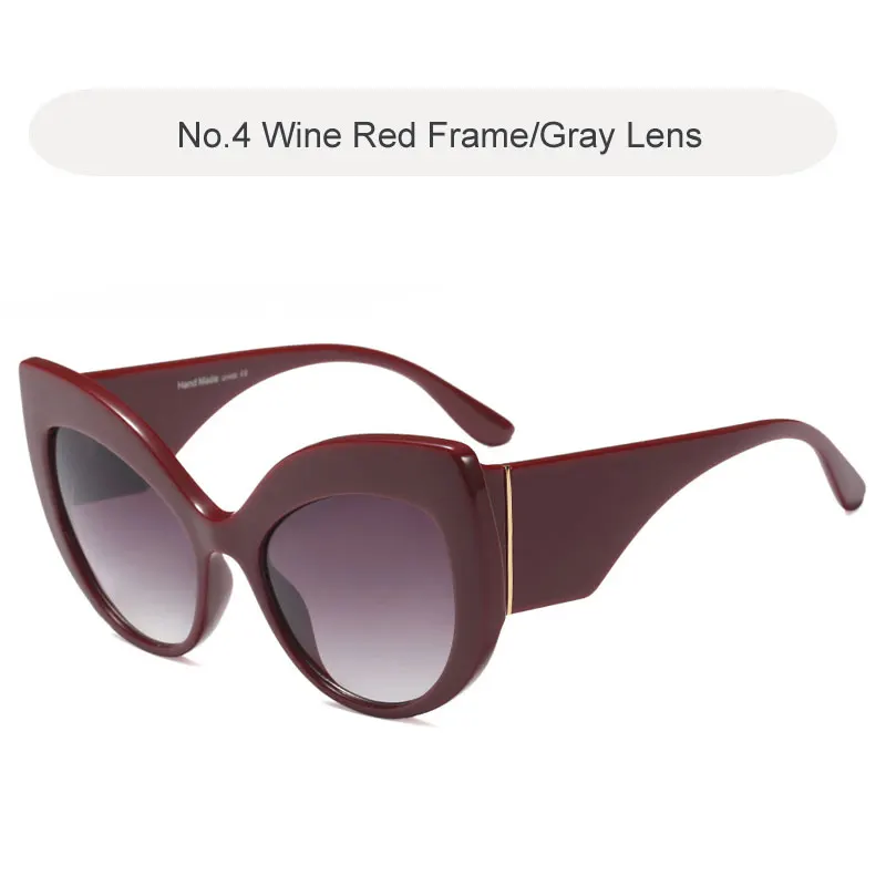 C4 Wine Red-Gray Винтажные большой кошачий глаз солнцезащитные очки женские большие черные тёмные очки сексуальные градиентные женские очки роскошный фирменный дизайн солнцезащитные очки Oculos - Цвет линз: C4 Wine Red-Gray