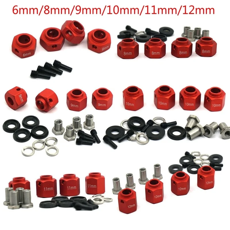 

YEAHRUN 4PCS 6/8/9/10/11/12mm Thick 12mm Hex Wheel Hubs Mount with Screw Needle For Traxxas TRX-4 1:10 RC Crawler