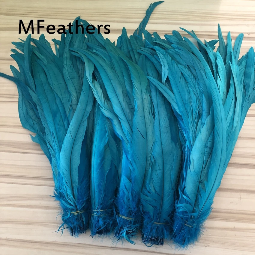 Mfeather цена 100 шт. 30 35 см петушиные Куриные перья окрашенный Бирюзовый член хвост